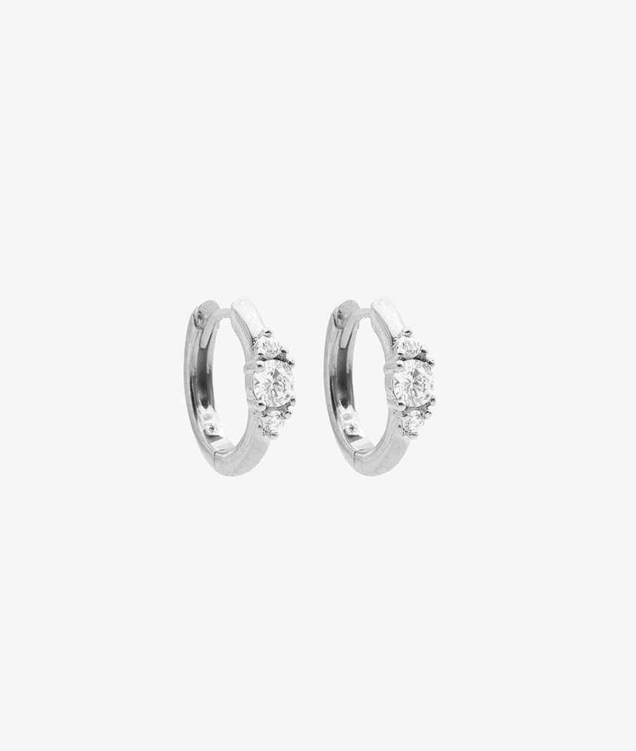 Boucles D'Oreilles Femme L'Atelier d'Amaya | Boucles D'Oreilles Cr Oles Zircon Ovale Serti Argent 925