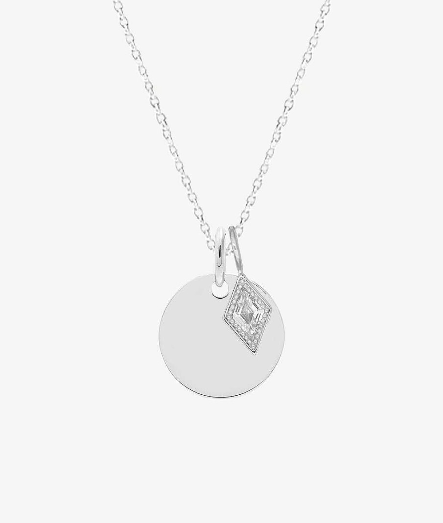 Colliers Femme L'Atelier d'Amaya | Collier Cha Ne M Daille Plate Et Losange Zircon Argent 925