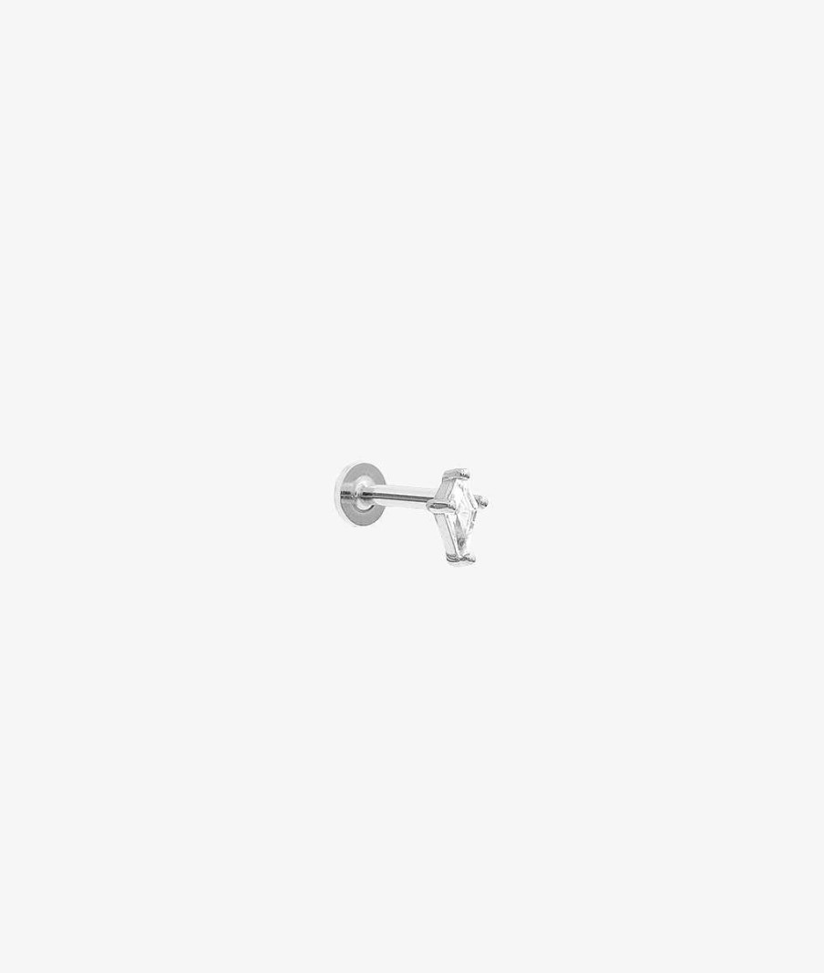 Boucles D'Oreilles Femme L'Atelier d'Amaya | Piercing Losange Allong Zircon [ L'Unit ] Argent 925