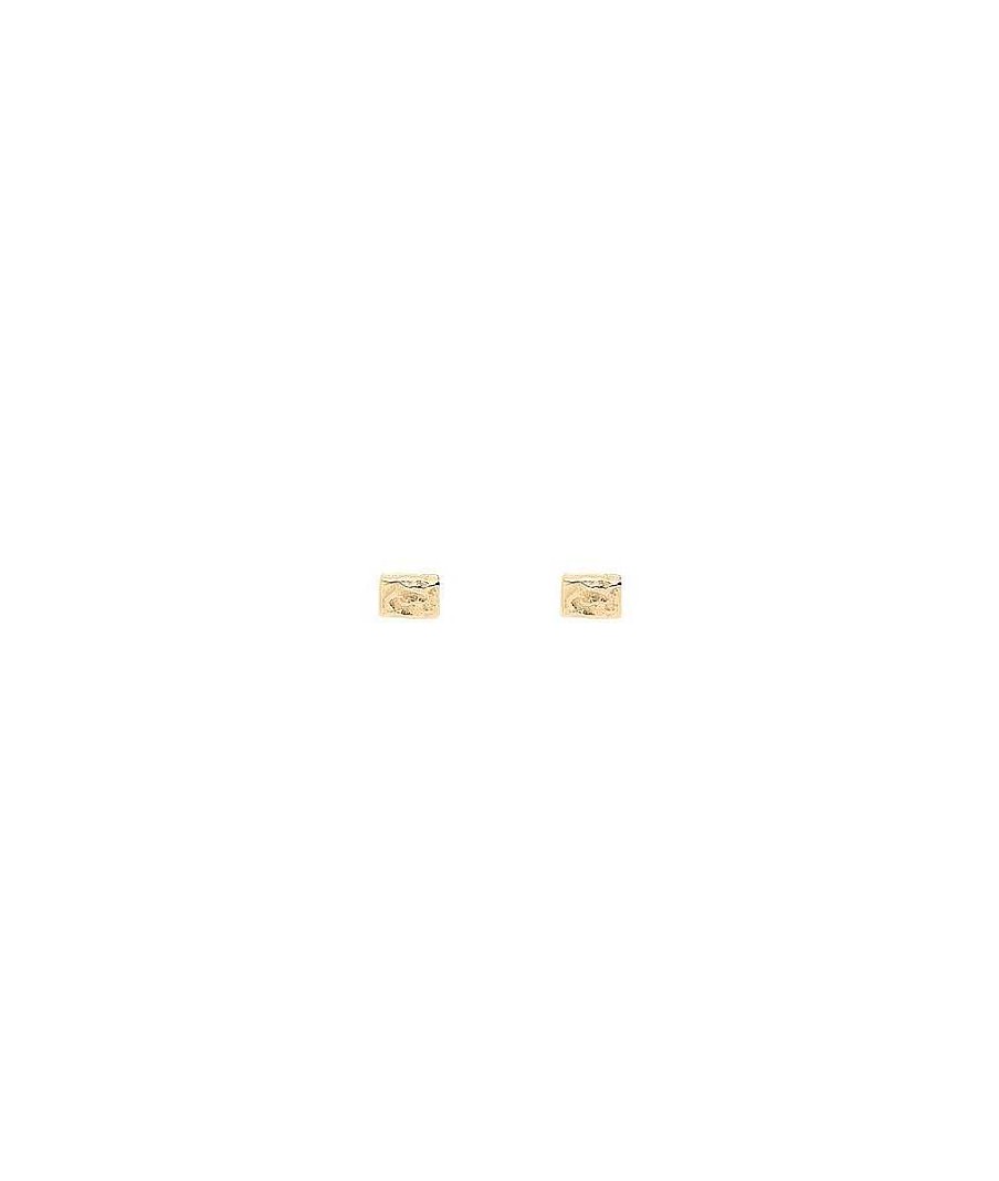 Boucles D'Oreilles Femme L'Atelier d'Amaya | Boucles D'Oreilles Puces Rectangles Textur S Plaqu Or