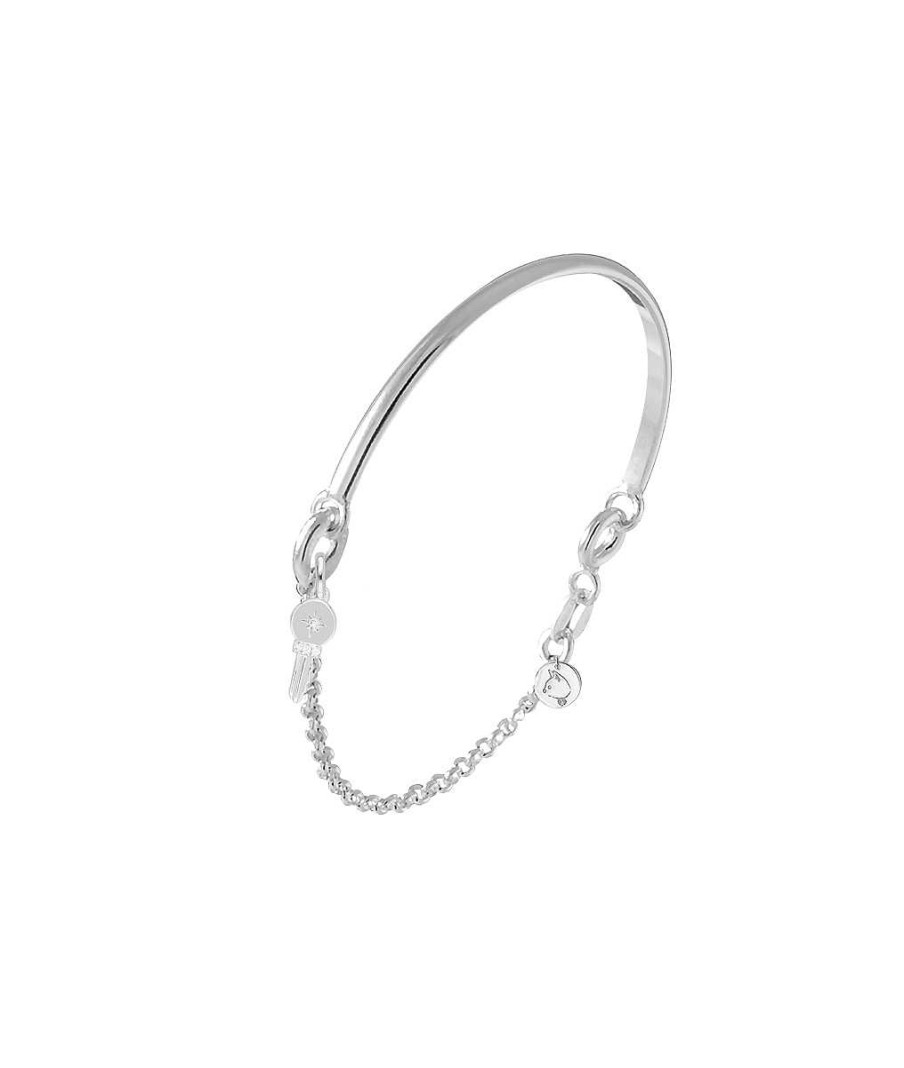 Bracelets Femme L'Atelier d'Amaya | Demi Jonc Cha Nette Et Cl Scintillante Argent 925