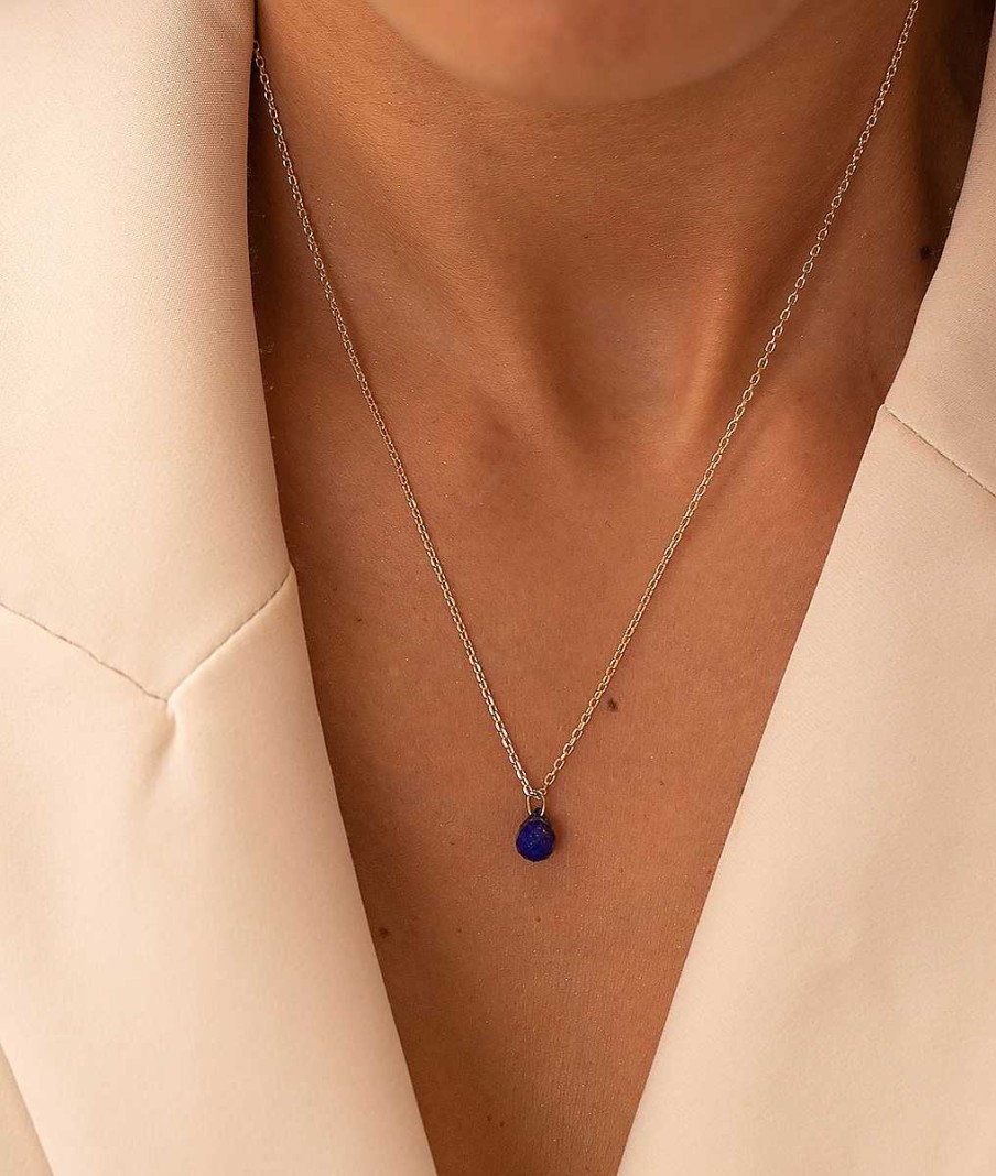 Colliers Femme L'Atelier d'Amaya | Collier Cha Ne Et Lapis Lazuli Suspendu Plaqu Or