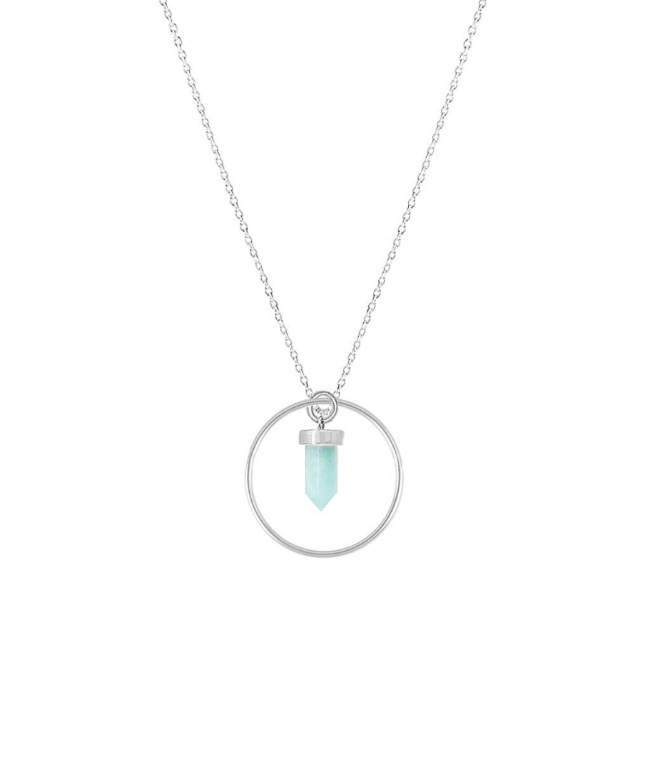 Colliers Femme L'Atelier d'Amaya | Collier Cha Ne Anneau Et Petit Prisme Amazonite Argent 925