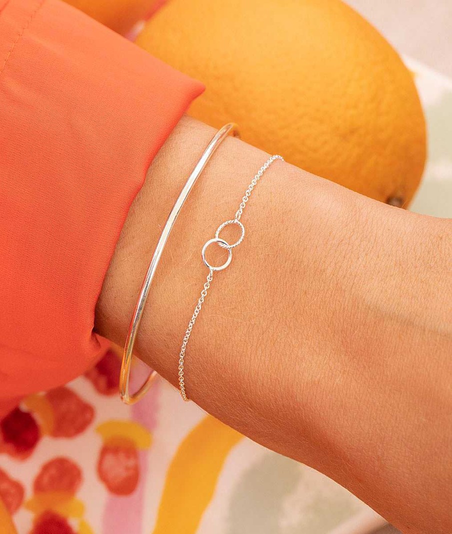 Bracelets Femme L'Atelier d'Amaya | Duo Jonc Et Anneaux Stri S Entrelac S Argent 925