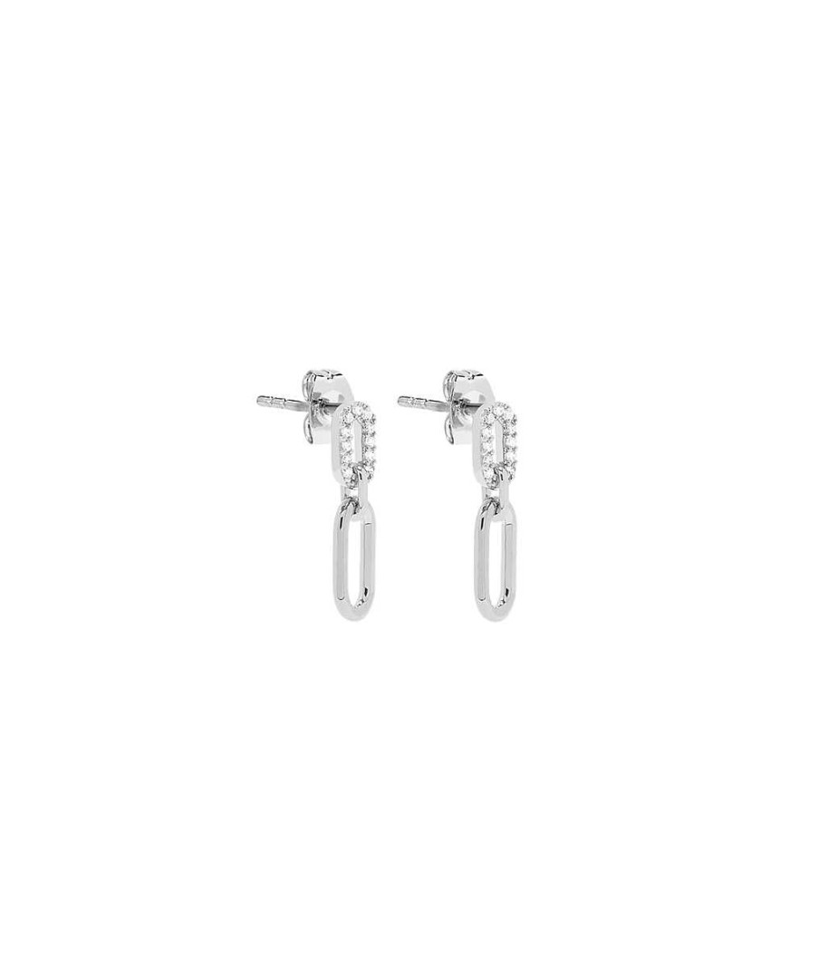 Boucles D'Oreilles Femme L'Atelier d'Amaya | Boucles D'Oreilles Puces Rectangles Entrelac S Et Zircons Argent 925