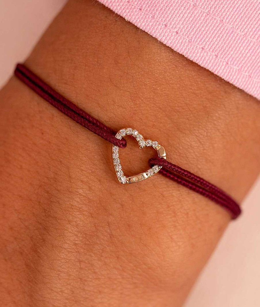 Bracelets Femme L'Atelier d'Amaya | Bracelet Cordon Et Mousqueton Coeur Plaqu Or