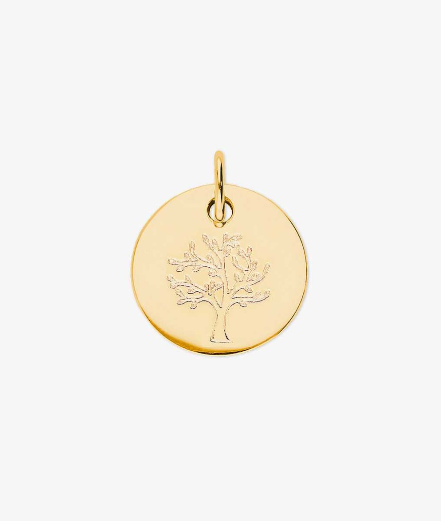 Pendentifs L'Atelier d'Amaya | M Daille Plate 15 Mm Arbre De Vie Plaqu Or