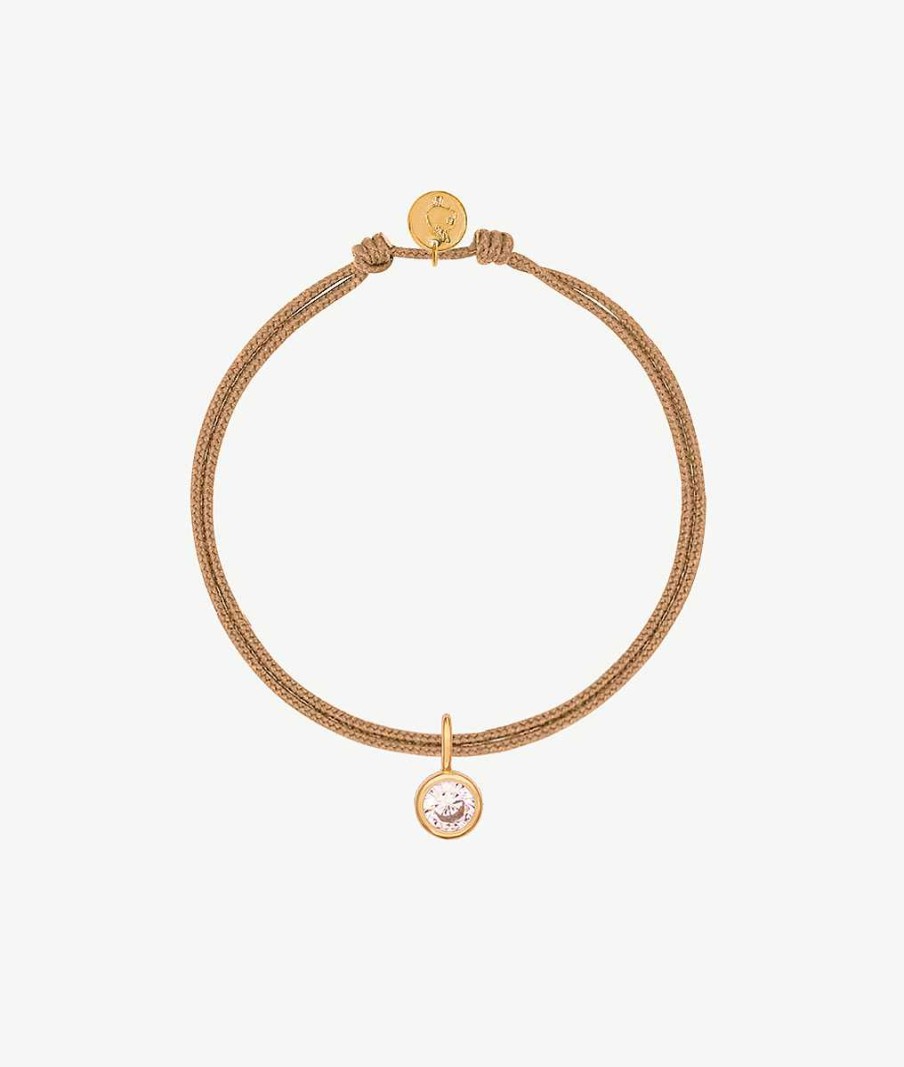 Bracelets Femme L'Atelier d'Amaya | Bracelet Cordon Et Pendentif Solitaire Zircon Plaqu Or