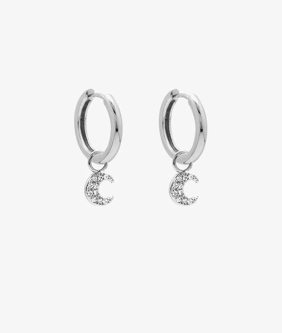 Boucles D'Oreilles Femme L'Atelier d'Amaya | Boucles D'Oreilles Cr Oles Et Pampille Lune Argent 925