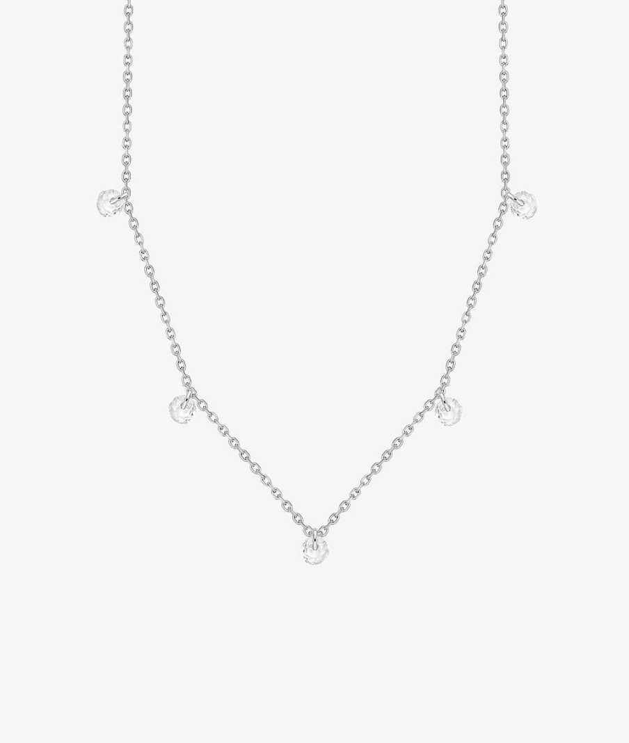 Colliers Femme L'Atelier d'Amaya | Collier Cha Ne 5 Zircons Suspendus Argent 925