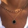 Colliers Femme L'Atelier d'Amaya | Collier Cha Ne Perl E Pastille Onyx Plaqu Or