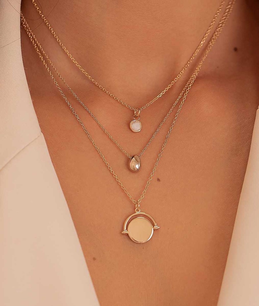 Colliers Femme L'Atelier d'Amaya | Collier Cha Ne Et Pierre De Lune Sertie Plaqu Or