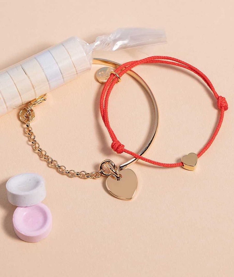 Bijoux Enfant L'Atelier d'Amaya | Bracelet Cordon Mini Coeur Pour Enfant Plaqu Or