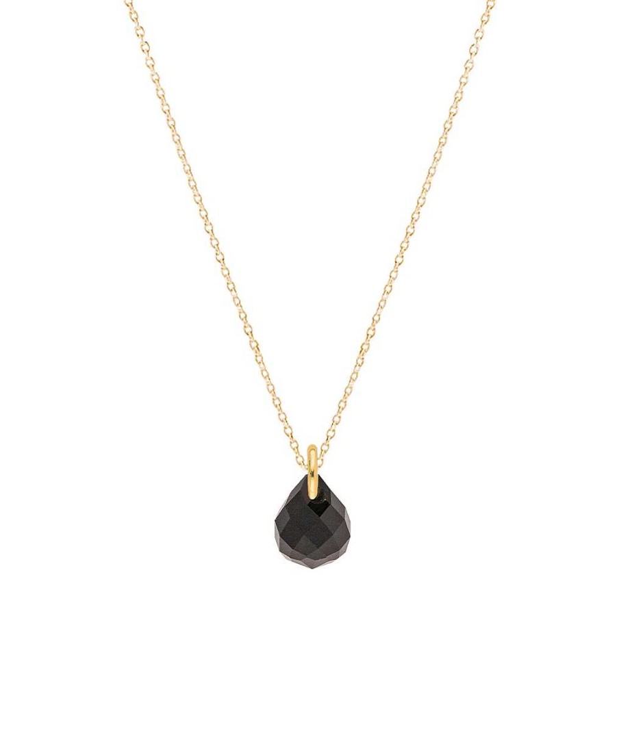 Colliers Femme L'Atelier d'Amaya | Collier Cha Ne Et Agate Noire Suspendue Plaqu Or