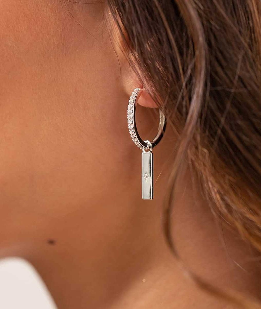 Bijoux Femme L'Atelier d'Amaya | Pampille Rectangle Toile Scintillante Pour Boucle D'Oreille Argent 925