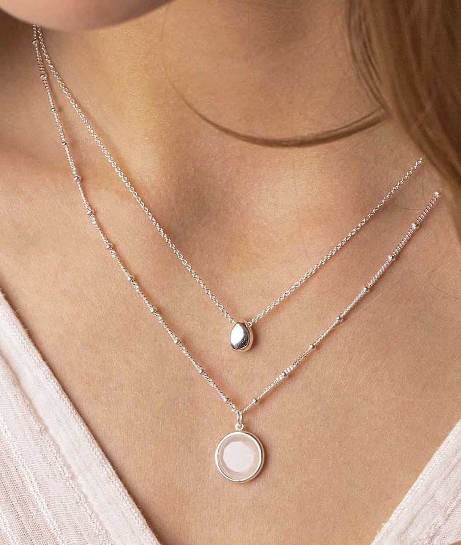 Colliers Femme L'Atelier d'Amaya | Collier Cha Ne Perl E Pastille Pierre De Lune Argent 925