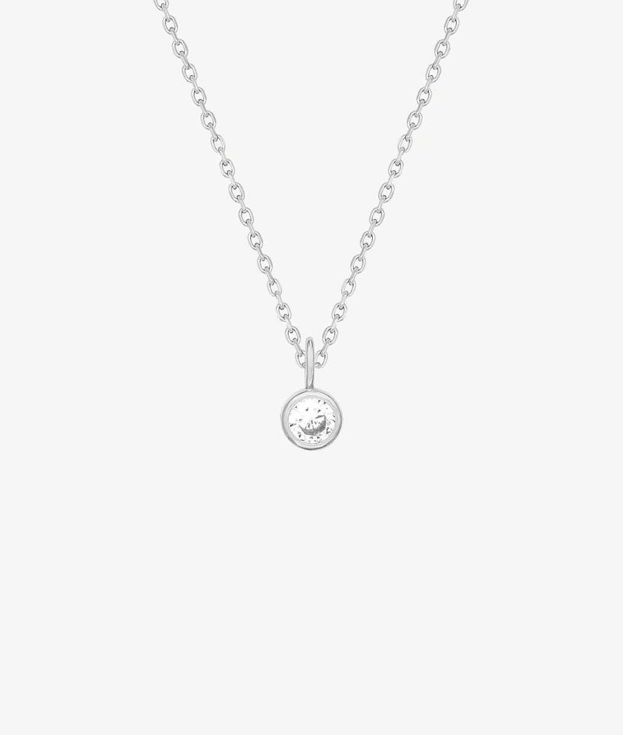 Colliers Femme L'Atelier d'Amaya | Collier Cha Ne Et Pendentif Solitaire Zircon Argent 925