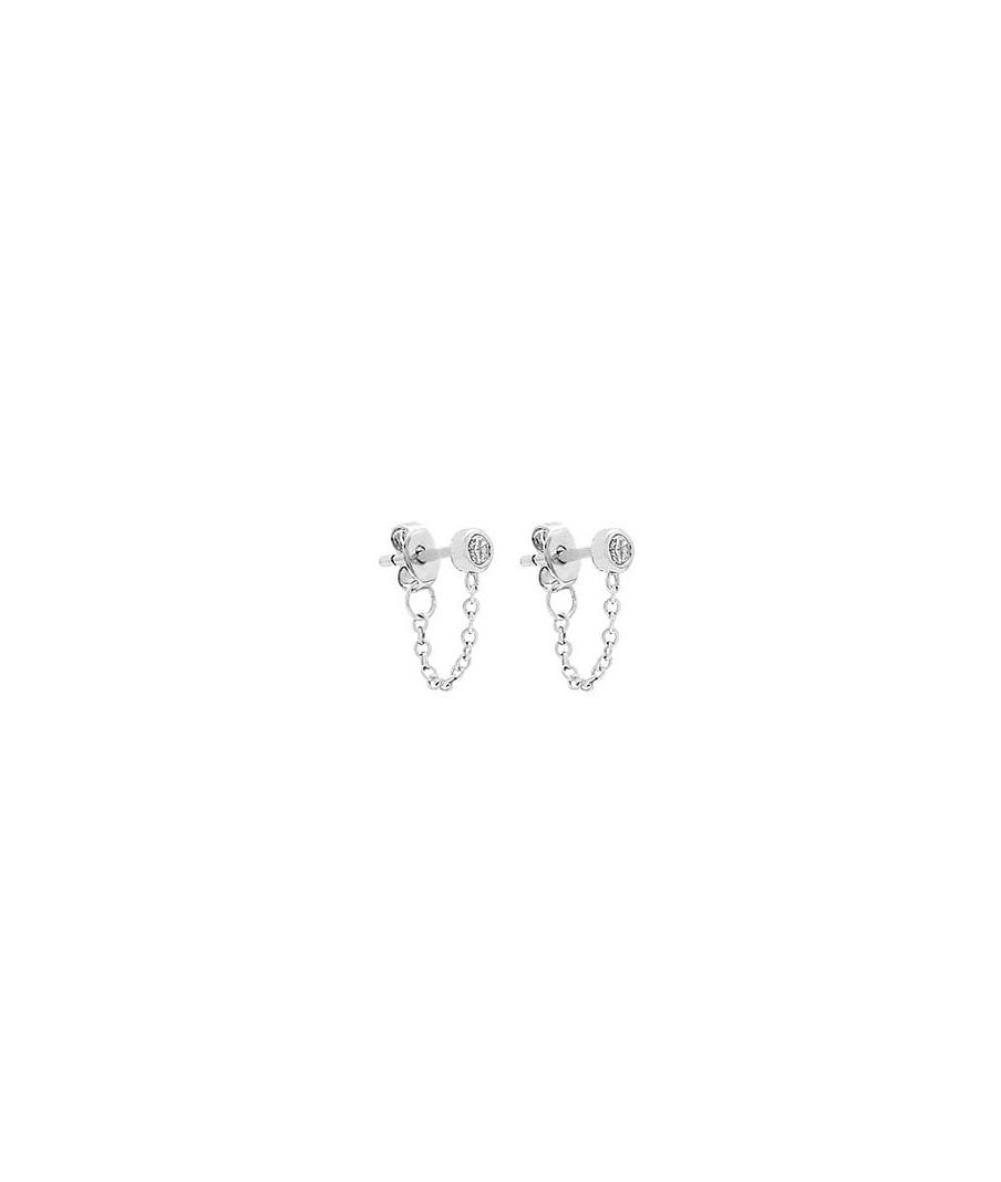 Boucles D'Oreilles Femme L'Atelier d'Amaya | Boucles D'Oreilles Puces Zircon Et Cha Ne Argent 925