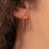 Boucles D'Oreilles Femme L'Atelier d'Amaya | Boucles D'Oreilles Puces Cha Nes Facett Es Plaqu Or