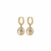 Boucles D'Oreilles Femme L'Atelier d'Amaya | Boucles D'Oreilles Cr Oles Et Pastille Stri E Pierre Fine Plaqu Or