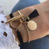 Bracelets Femme L'Atelier d'Amaya | Demi Jonc Cha Nette M Daille Na A Et Pompon Plaqu Or