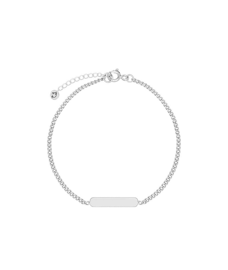 Bijoux Homme L'Atelier d'Amaya | Bracelet Gourmette Et Plaque Lisse Pour Homme Argent 925