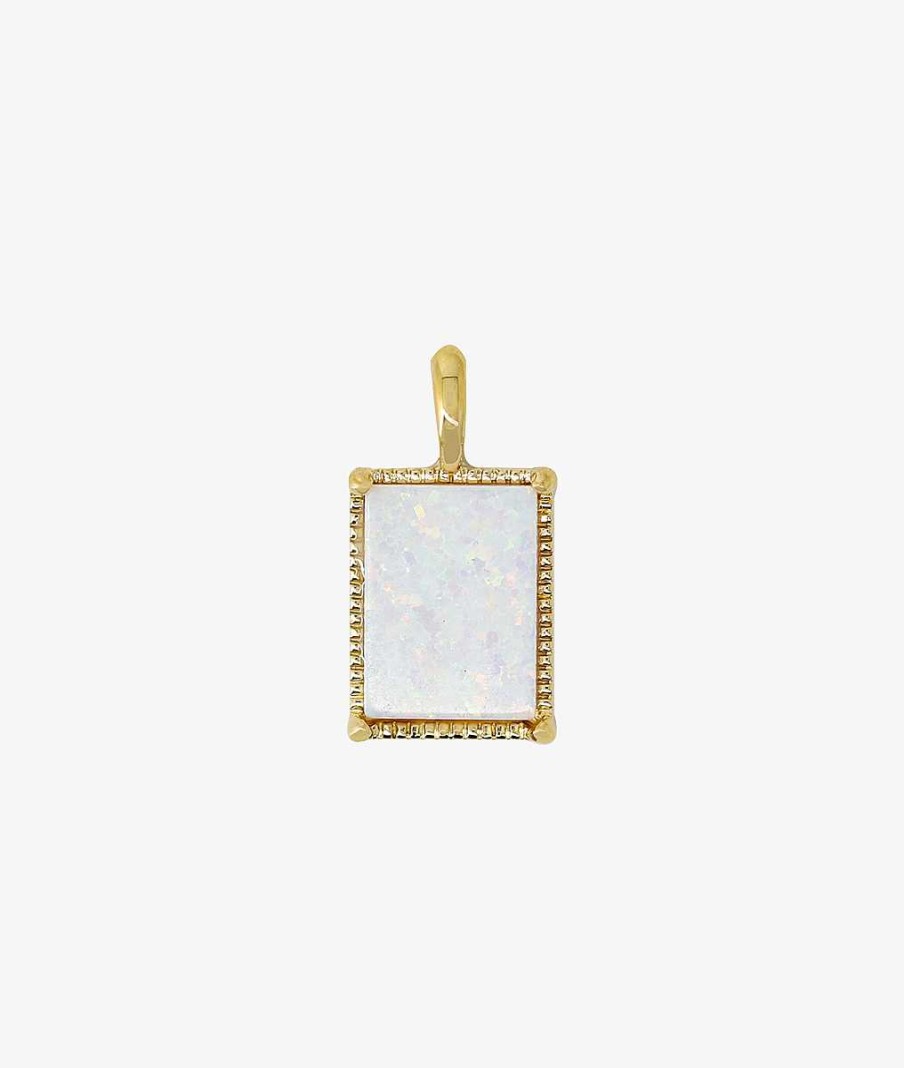 Pendentifs L'Atelier d'Amaya | M Daille Rectangle Opale Blanche Plaqu Or