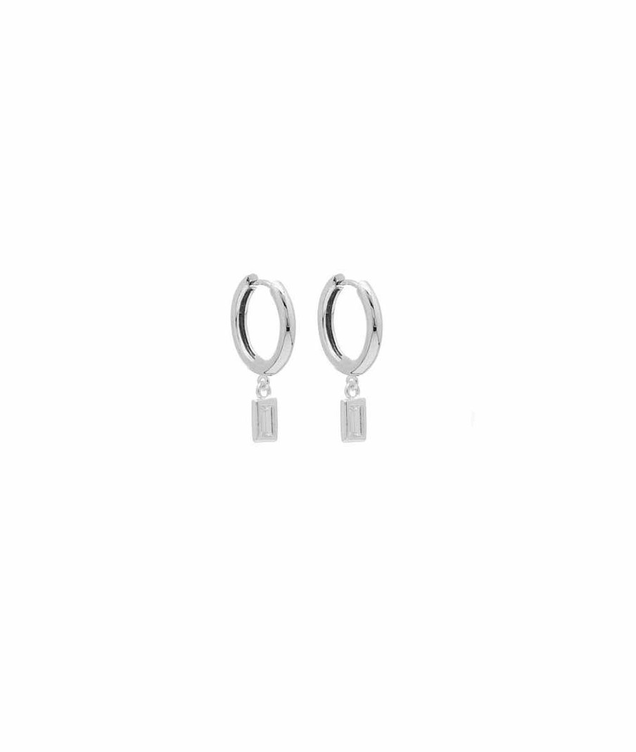 Boucles D'Oreilles Femme L'Atelier d'Amaya | Boucles D'Oreilles Cr Oles Et Rectangles Zircons Argent 925