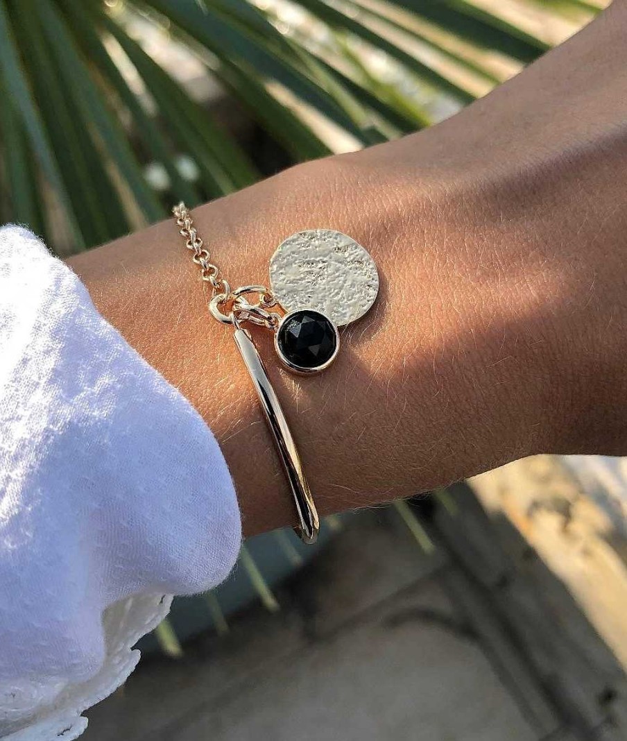 Bracelets Femme L'Atelier d'Amaya | Demi Jonc Onyx Et M Daille Maya Plaqu Or