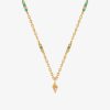 Colliers Femme L'Atelier d'Amaya | Collier Cha Ne Zircons Verts Et Coquillage Suspendu Plaqu Or