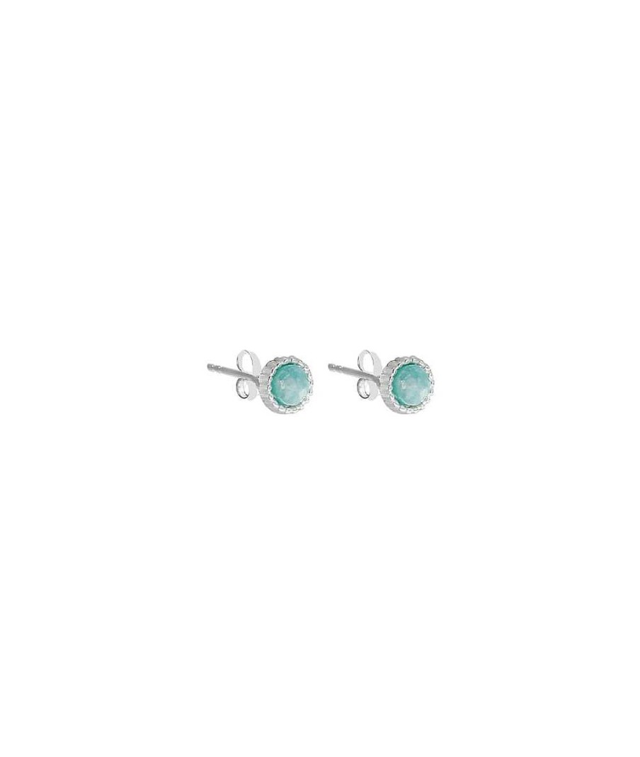 Boucles D'Oreilles Femme L'Atelier d'Amaya | Boucles D'Oreilles Puces Amazonite Perl Es Argent 925