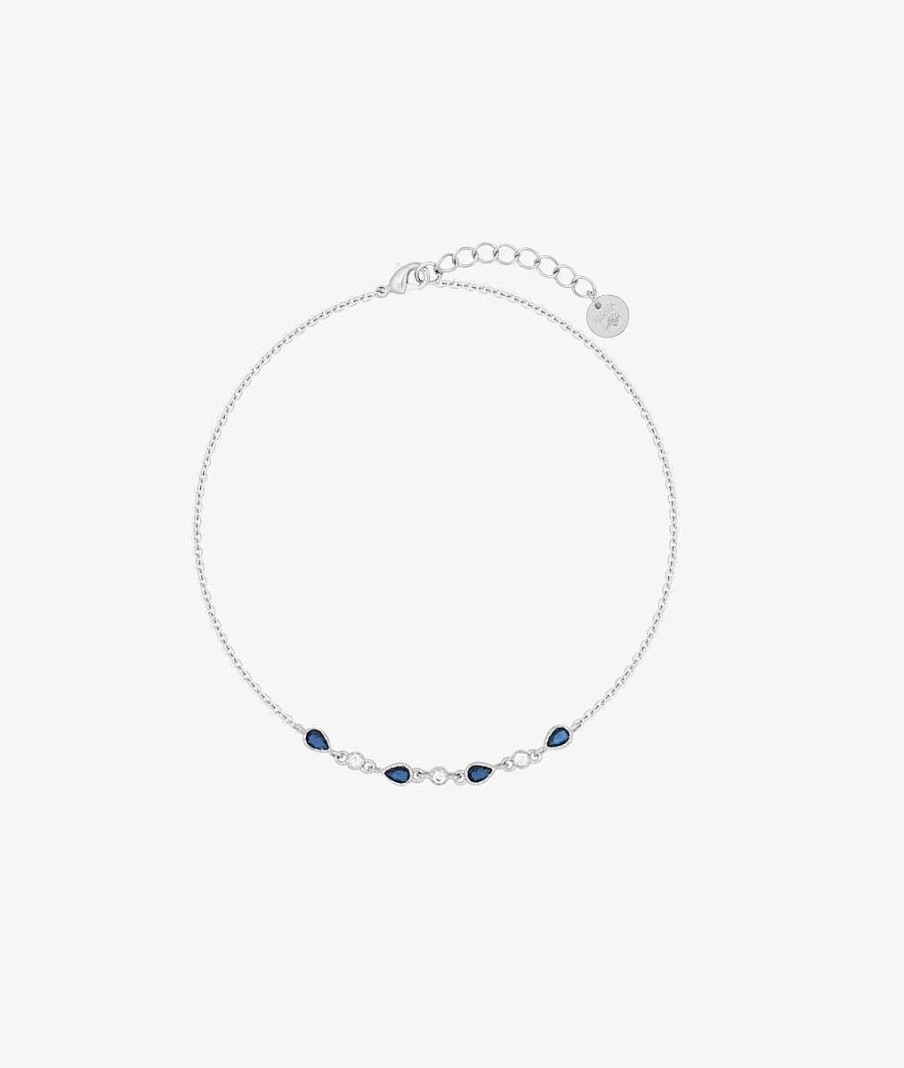 Bracelets Femme L'Atelier d'Amaya | Bracelet Cha Ne Barrette De Zircons Bleus Argent 925