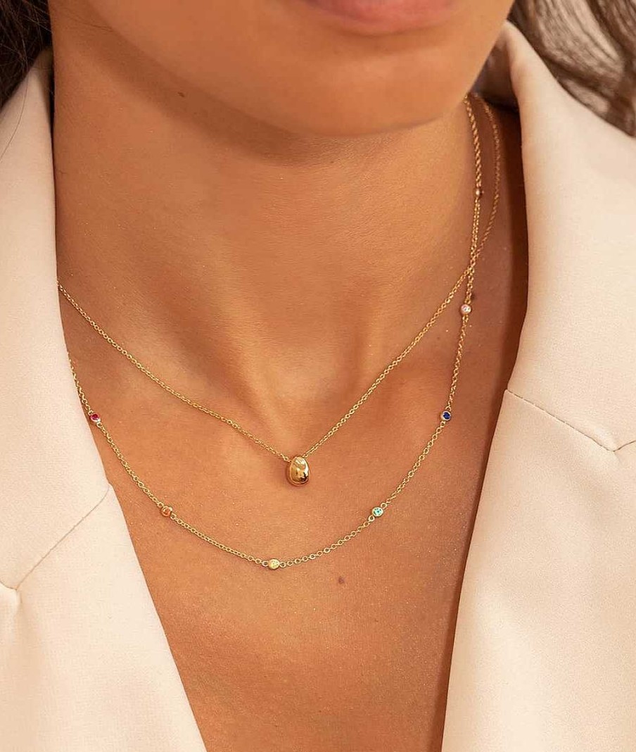 Colliers Femme L'Atelier d'Amaya | Collier Cha Ne Zircons Arc-En-Ciel Plaqu Or