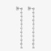 Boucles D'Oreilles Femme L'Atelier d'Amaya | Boucles D'Oreilles Puces Pendantes Zircons Asym Triques Argent 925