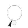 Bracelets Femme L'Atelier d'Amaya | Bracelet Jonc Fin M Daille Toile Ajour E Et Pompon Argent 925