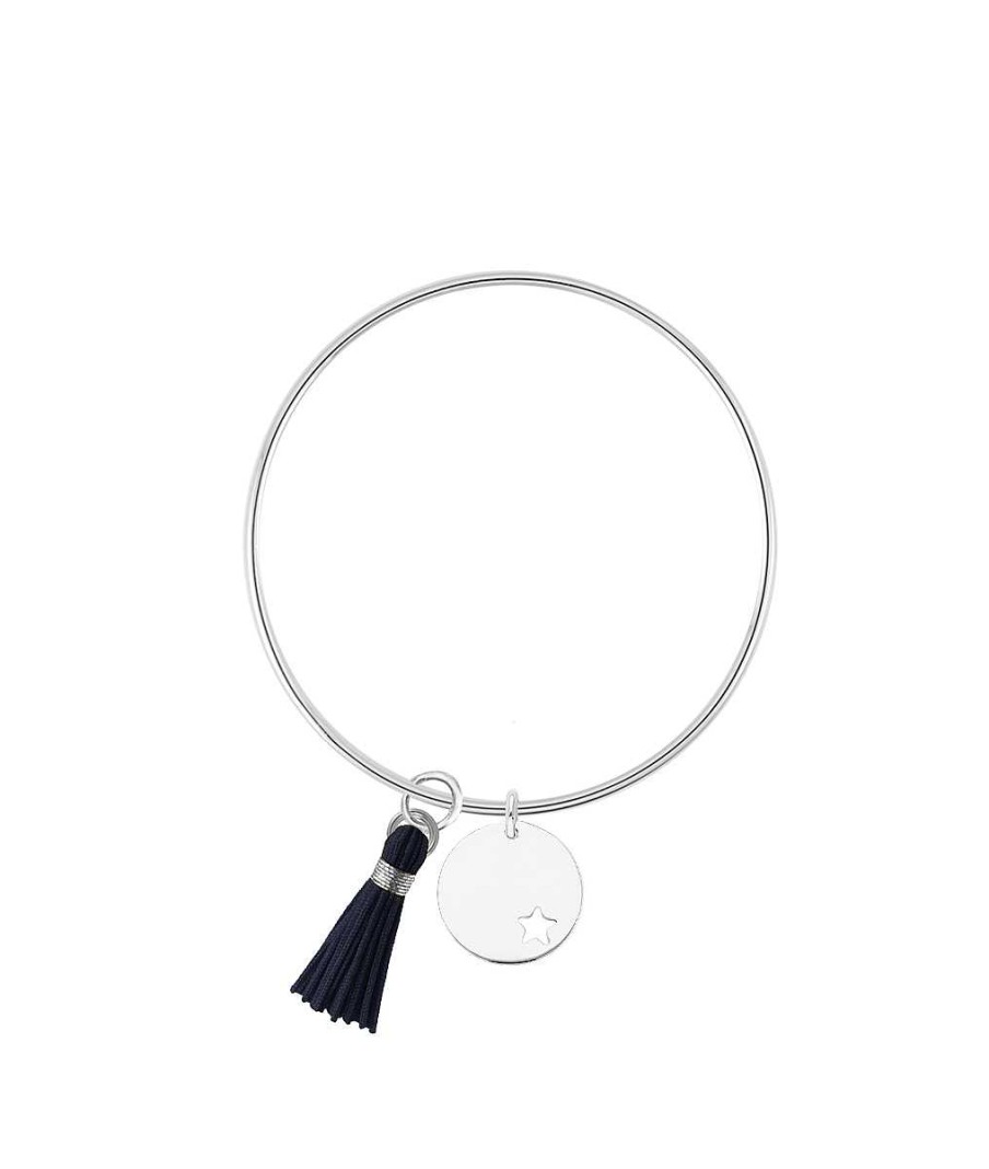 Bracelets Femme L'Atelier d'Amaya | Bracelet Jonc Fin M Daille Toile Ajour E Et Pompon Argent 925