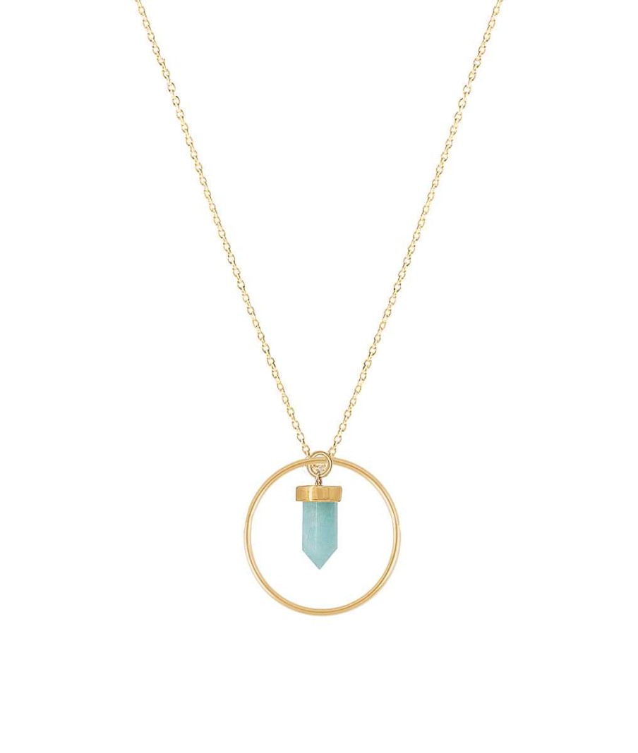 Colliers Femme L'Atelier d'Amaya | Collier Cha Ne Anneau Et Petit Prisme Amazonite Plaqu Or