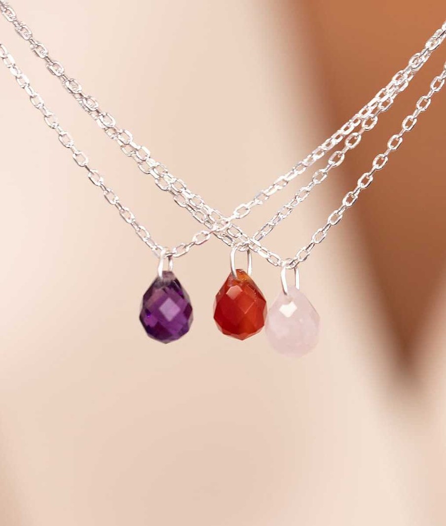 Colliers Femme L'Atelier d'Amaya | Collier Cha Ne Et Agate Rouge Suspendue Argent 925