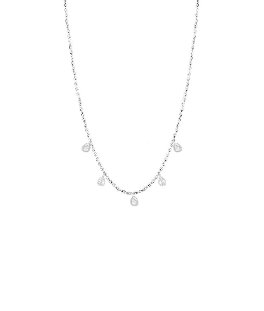 Colliers Femme L'Atelier d'Amaya | Collier Gouttes Et Zircons Suspendus Argent 925