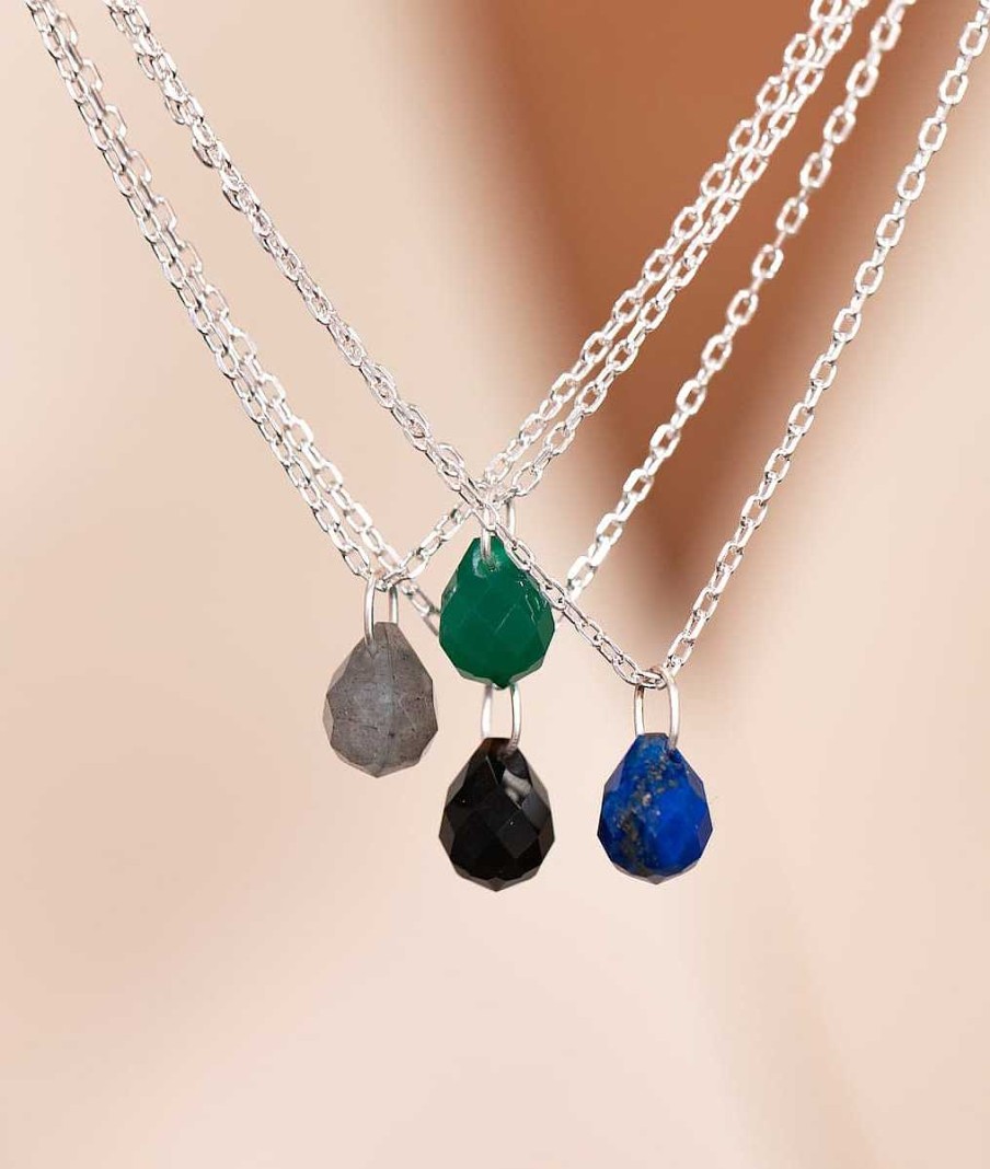 Colliers Femme L'Atelier d'Amaya | Collier Cha Ne Et Labradorite Suspendue Argent 925