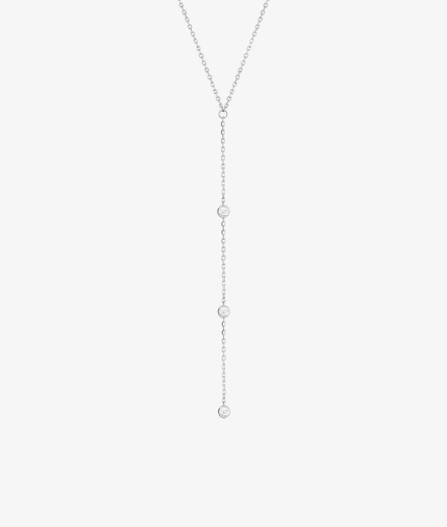 Colliers Femme L'Atelier d'Amaya | Collier Cha Ne De Dos Trois Zircons Pendants Argent 925