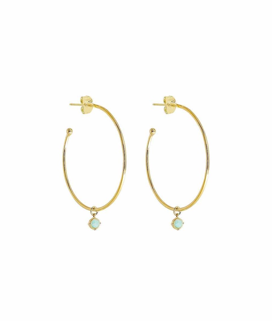 Boucles D'Oreilles Femme L'Atelier d'Amaya | Boucles D'Oreilles Grandes Cr Oles Et Amazonite Suspendue Plaqu Or