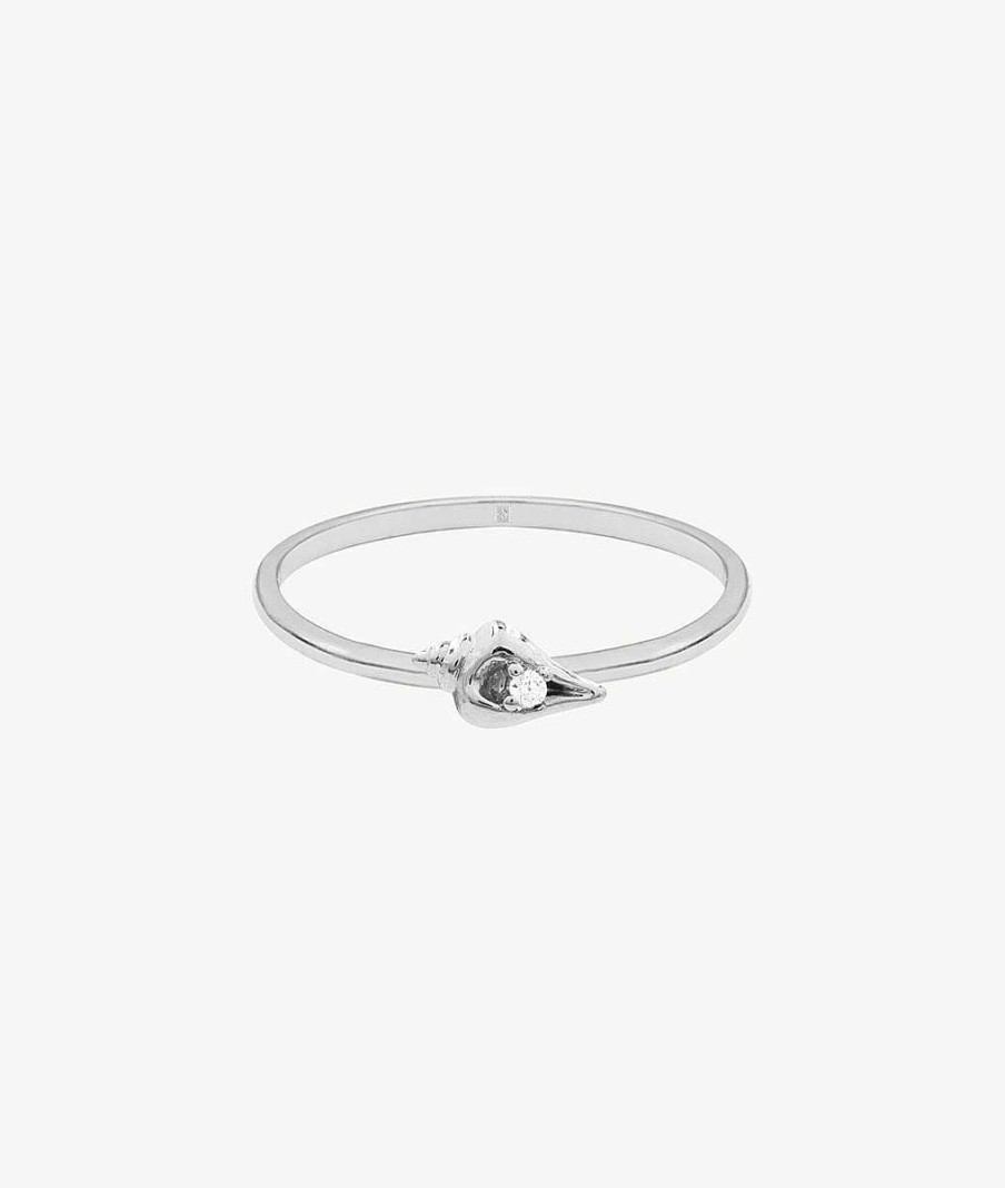 Bijoux Femme L'Atelier d'Amaya | Bague Fine Coquillage Zircon Argent 925