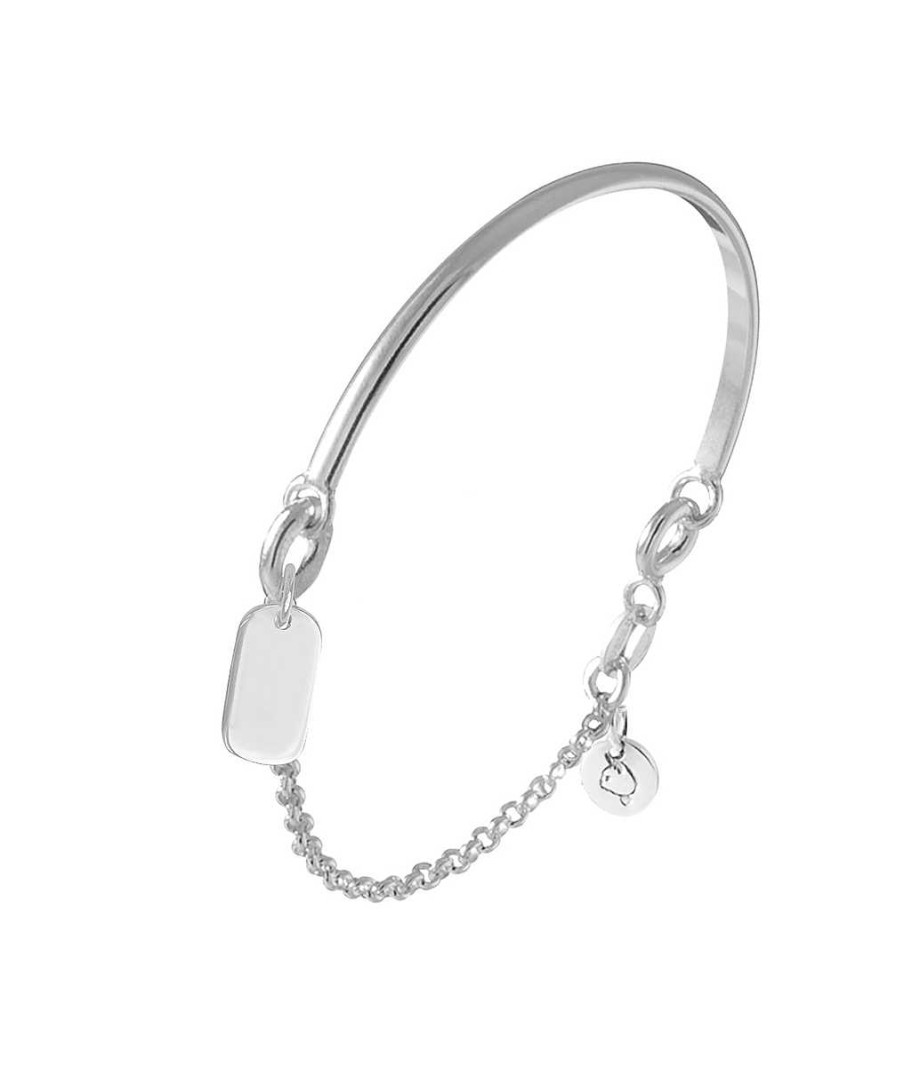 Bracelets Femme L'Atelier d'Amaya | Demi Jonc Cha Nette Et Petite M Daille Ovale Argent 925