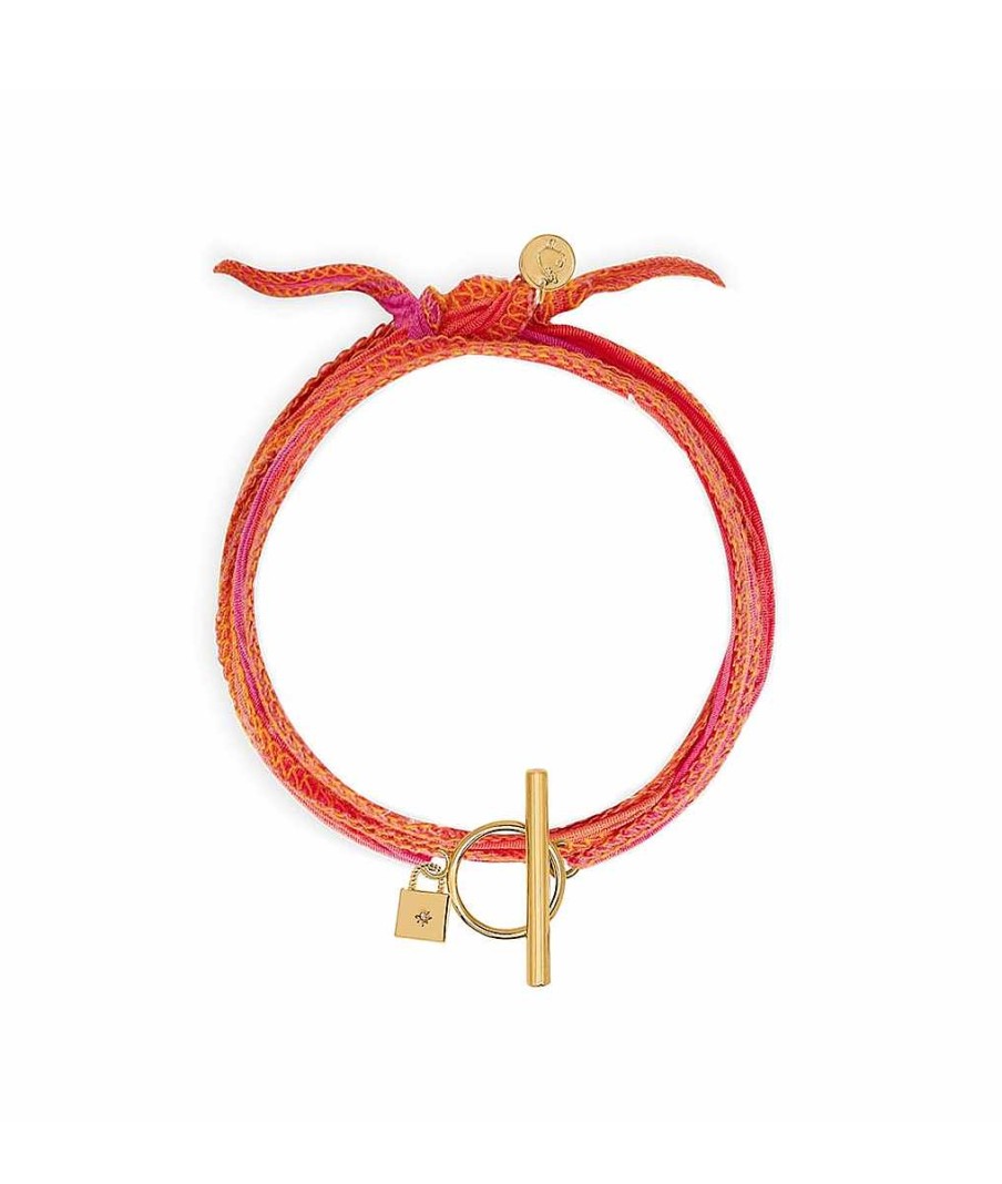 Bracelets Femme L'Atelier d'Amaya | Galon De Soie Fermoir Et Cadenas Plaqu Or