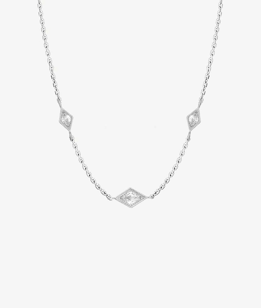 Colliers Femme L'Atelier d'Amaya | Collier Cha Ne Trois Losanges Zircons Argent 925