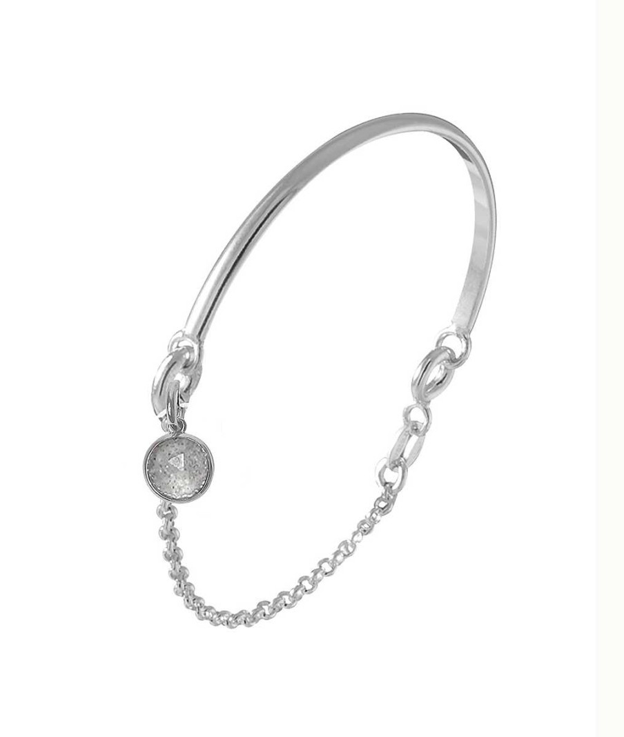 Bracelets Femme L'Atelier d'Amaya | Demi Jonc Cha Nette Et Pastille Labradorite Argent 925