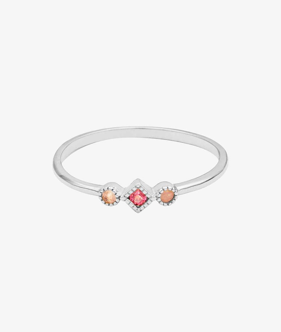 Bagues Femme L'Atelier d'Amaya | Bague Tourmaline Et Losange Quartz Rose Argent 925