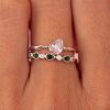 Bagues Femme L'Atelier d'Amaya | Duo De Bagues Gouttes Et Zircons Verts Argent 925