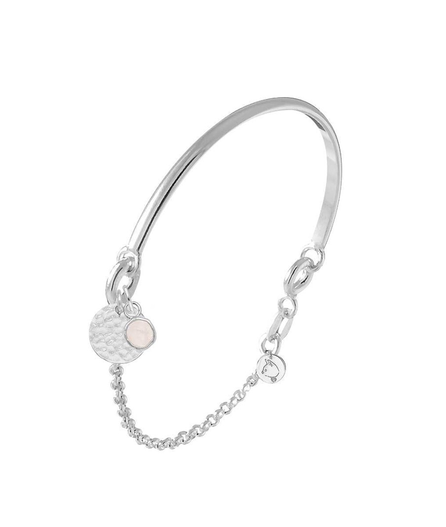 Bracelets Femme L'Atelier d'Amaya | Demi Jonc Cha Nette Petite M Daille Martel E Et Quartz Rose Serti Argent 925